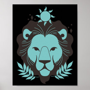 Leo Lion Halloween Zodiac Horoscope Astrology Poster