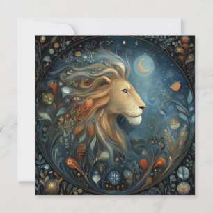 Leo Lion Zodiac Astrology Celestial Birthday Card