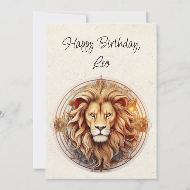 Leo Lion Zodiac Minimalist Birthday Flat Card (Front)