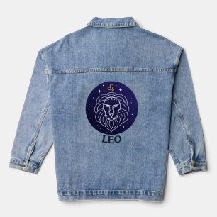 Leo Lion Zodiac Sign Design Denim Jacket