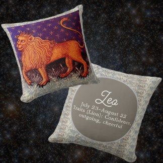 Leo Lion Zodiac Sign Horoscope Birthday Party Cushion