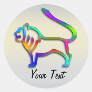 Leo Lion Zodiac Star Sign Rainbow Colour Classic Round Sticker
