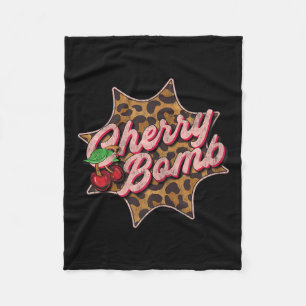 Leo Look Vintage Retro Cherry Bomb Tattoo Rockabil Fleece Blanket