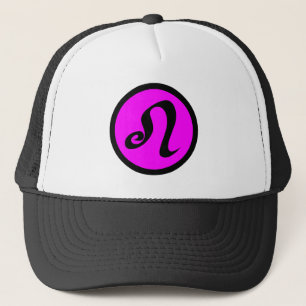 Leo Magenta Black Circle Crest Trucker Hat