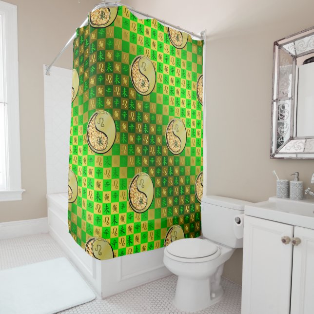 Leo & Metal Goat Shower Curtain (In Situ)