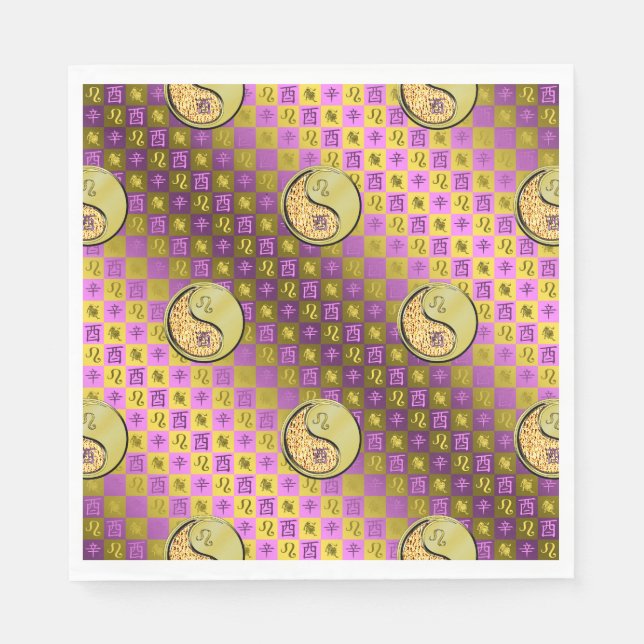 Leo & Metal Rooster Napkin (Front)