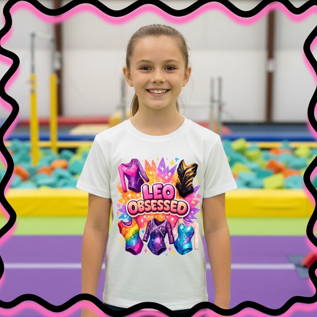 Leo Obsessed Colorful Girls Gymnastics Leotard T-Shirt (Creator Uploaded)