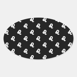 Leo Pattern Black and White Oval Sticker