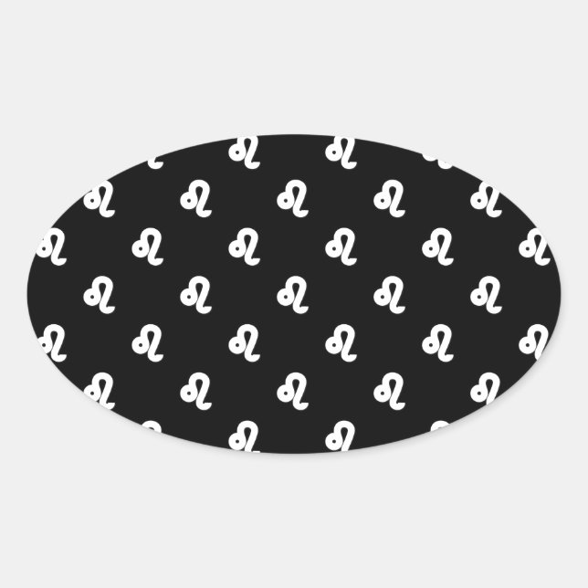 Leo Pattern Black and White Oval Sticker (Front)