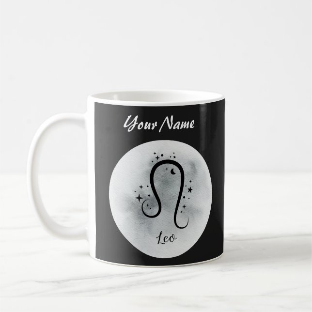 Leo Personalised Zodiac Custom name Coffee Mug (Left)