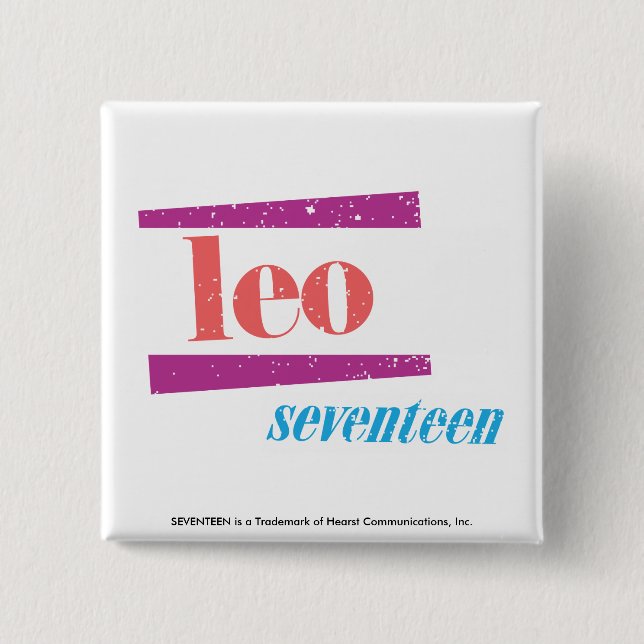 Leo Pink 15 Cm Square Badge (Front)