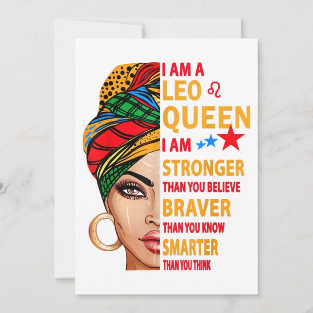 Leo queen I am stronger funny birthday gift for Le Invitation (Front)