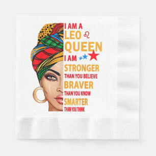 Leo queen I am stronger funny birthday gift for Le Napkin
