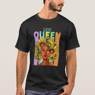 Leo Queen Sunflower Black Girl Natural Hair Woman T-Shirt
