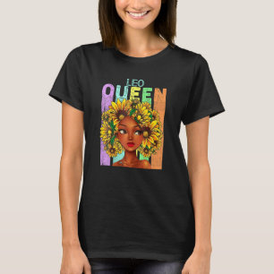 Leo Queen Sunflower Black Girl Natural Hair Woman  T-Shirt