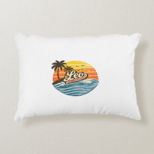Leo Retro Sunset Name Design Decorative Cushion