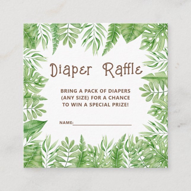 Leo Safari Baby Shower Diaper Raffle Enclosure Card (Front)
