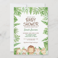 Leo Safari Baby Shower Jungle Theme Invitation