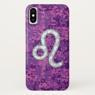 Leo Sign on Girly Pink Fuchsia Digital Camo Case-Mate iPhone Case