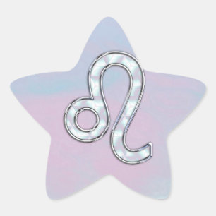 Leo Sign on Pastels Nacre Mother of Pearl Style Star Sticker