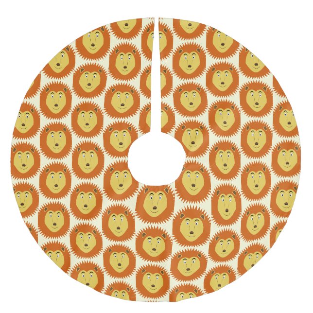 Leo Star Sign Lion Birthday Patterned Brushed Polyester Tree Skirt (Front)