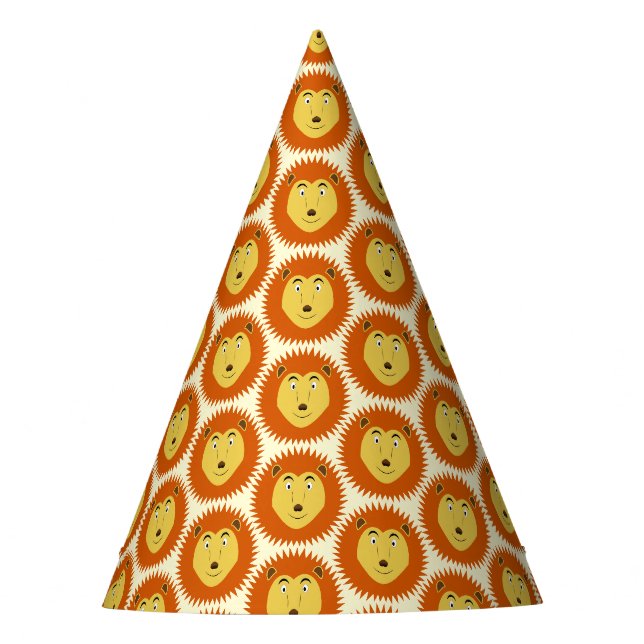 Leo Star Sign Lion Birthday Patterned Party Hat (Front)