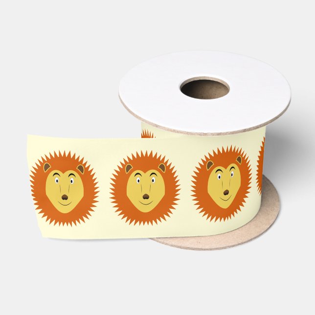 Leo Star Sign Lion Birthday Patterned Satin Ribbon (Spool)