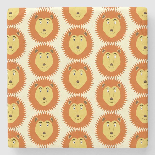 Leo Star Sign Lion Birthday Patterned Stone Coaster (Front)