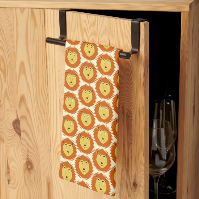 Leo Star Sign Lion Birthday Patterned Tea Towel (Thirds Fold)