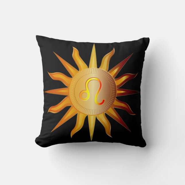 Leo Sun Fire Sign Birth Month Red & Gold Cushion (Front)
