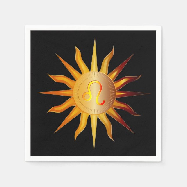 Leo Sun Fire Sign Birth Month Red & Gold Napkin (Front)