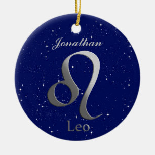 Leo Sun Sign Symbol with Name Ceramic Tree Decoration
