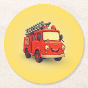 Leo the Fire Truck Kids’ Paper Coaster