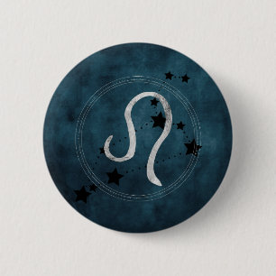 Leo the Lion black & silver constellation zodiac 6 Cm Round Badge