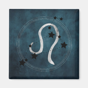 Leo the Lion black & silver constellation zodiac Magnet