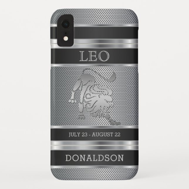 Leo the Lion in Black and Silver Mesh Case-Mate iPhone Case (Back)