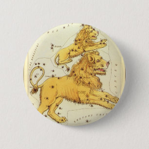 Leo the Lion Vintage Constellation Urania's Mirror 6 Cm Round Badge