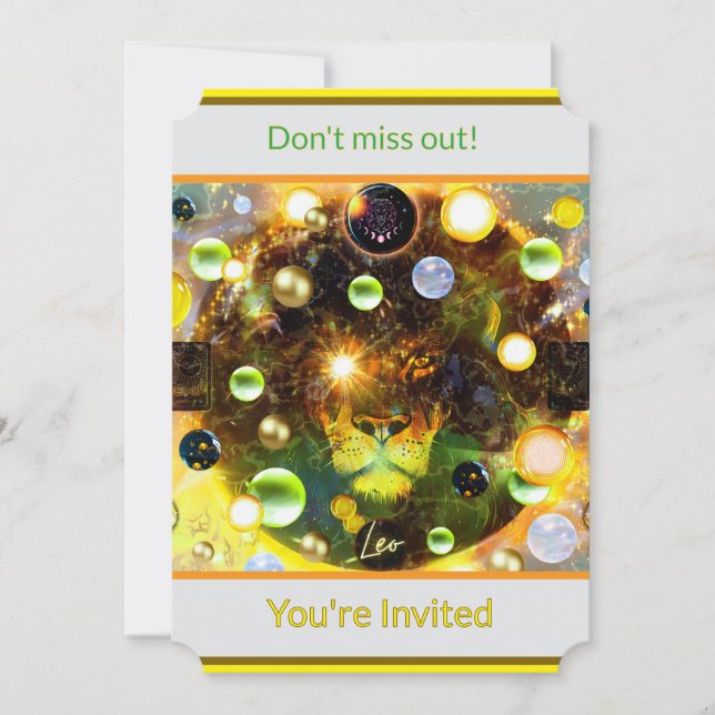 Leo the Lion Zodiac Invitation (Front)