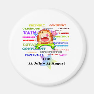 Leo, the Lion, Zodiac Sign Custom Astrology Gifts Magnet