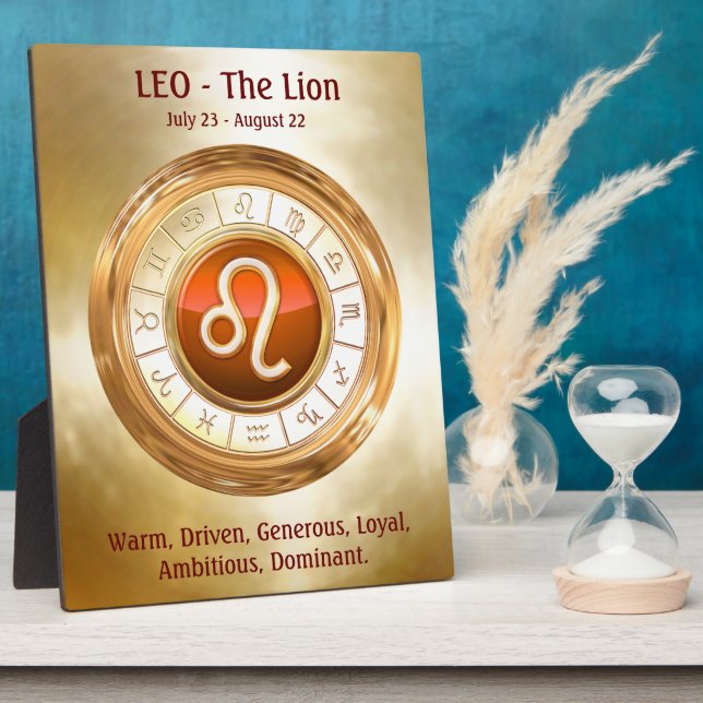 LEO - The Lion's Zodiac Sign Personality Traits Plaque (Side)
