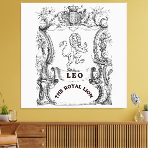 Leo The Royal Lion   Vintage Zodiac Scroll Poster Canvas Print