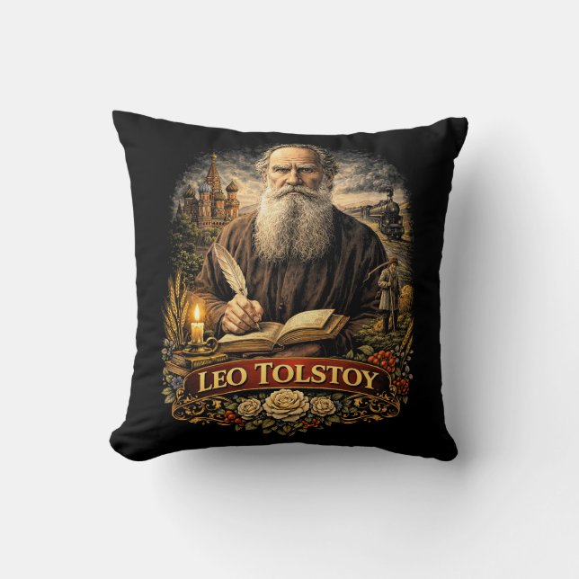 Leo Tolstoy Cushion (Front)