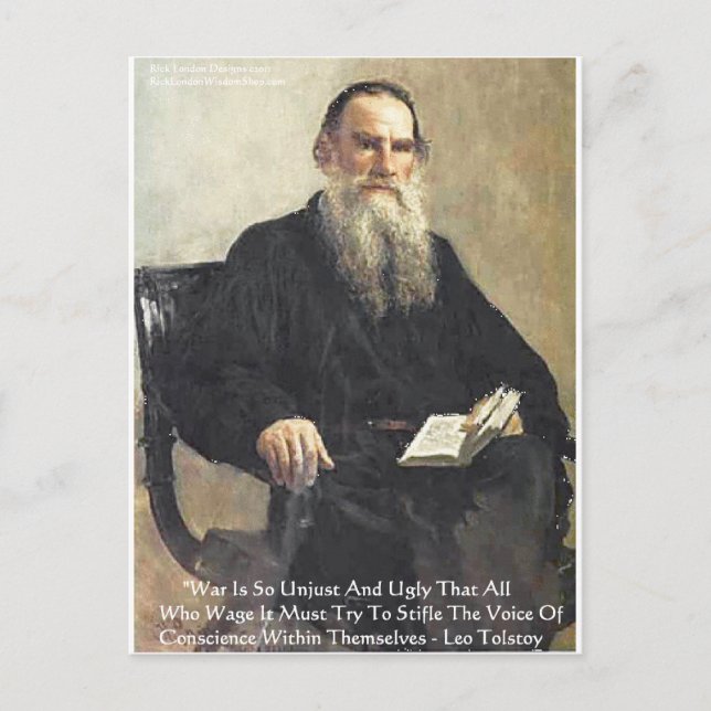 Leo Tolstoy "War Is Unjust" Wisdom Quote Gifts Postcard (Front)