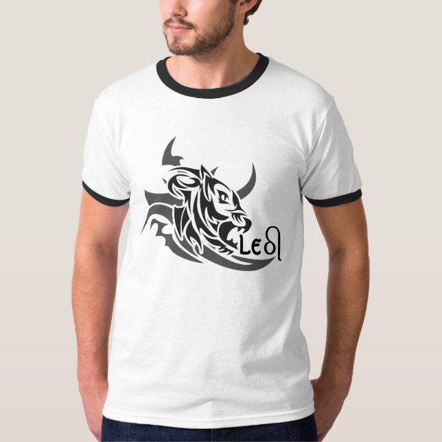Leo Tribal Lion Tattoo Custom T-shirt. T-Shirt (Front)