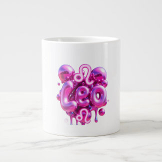 Leo Typography Pink Bubble Letters Mug
