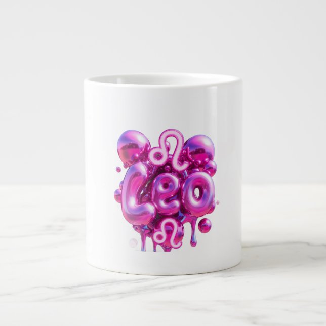 Leo Typography Pink Bubble Letters Mug  (Front)