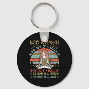 Leo Woman The Soul Of A Witch Vintage Birthday Key Ring