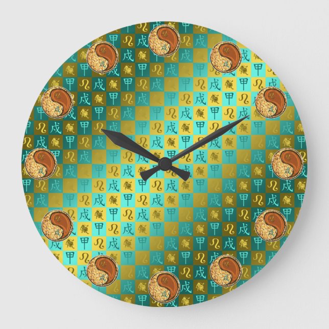 Leo & Wood Dog Large Clock (Front)