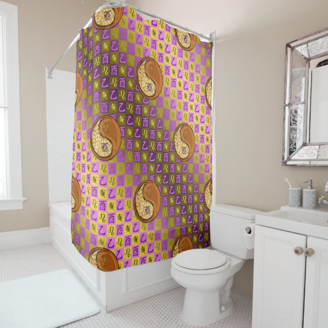 Leo & Wood Rooster Shower Curtain (In Situ)