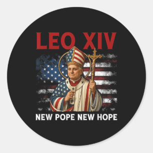 Leo Xiv New Pope New Hope Flag Retro Vintage Classic Round Sticker